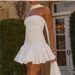 Peppermayo White Satin Mini Dress